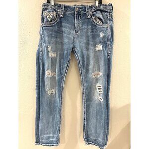 Rock Revival Loefflier straight jeans in a light wash size 36 denim grunge